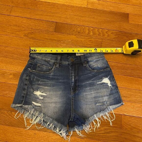 Blank NYC Dark Wash Distressed Denim Shorts 26 - Picture 5 of 8